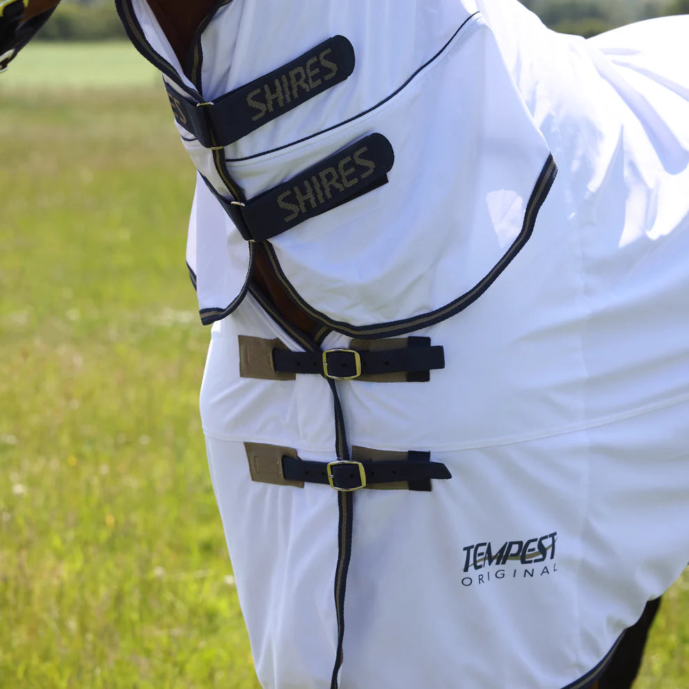 Shires-Tempest Original Fly Rug, Combo Horse Rug. White, 4'0" - 7'3" UV Protect