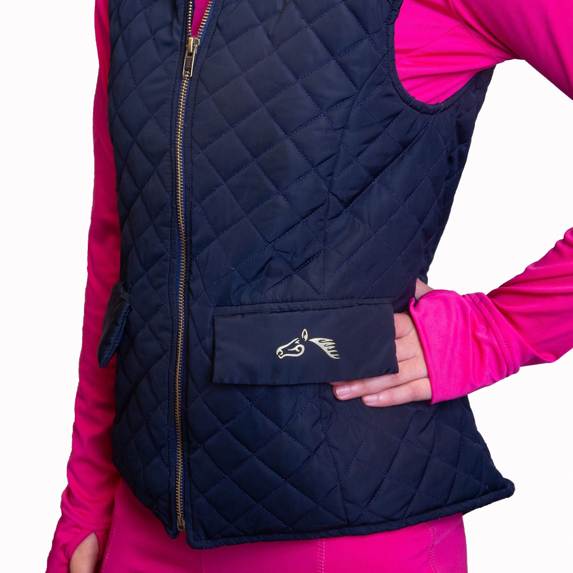 Gallop Equestrian Womens Navy Gilet