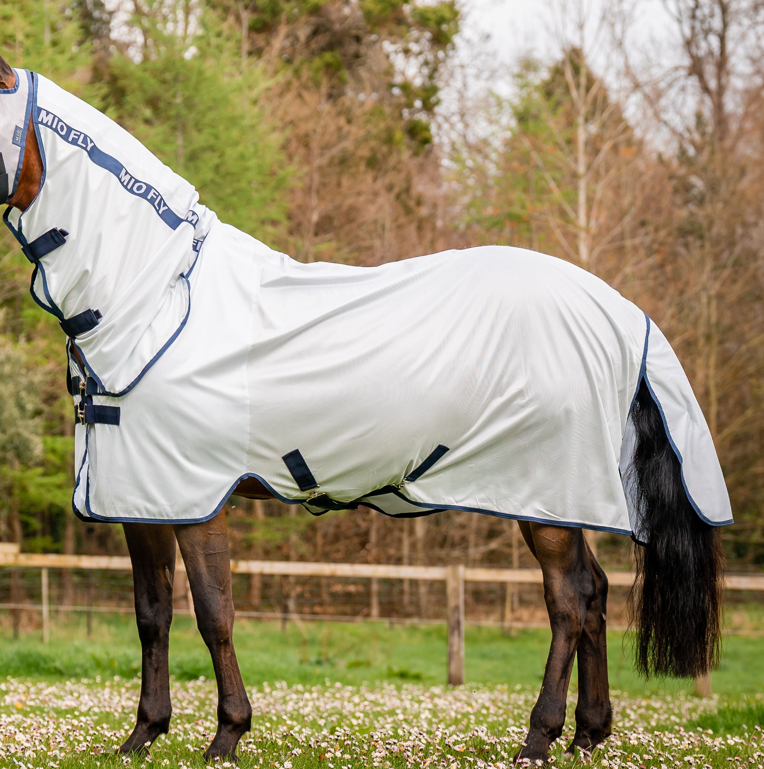Horseware Mio Horse/Pony Fly Rug in Lunar Rock/Navy
