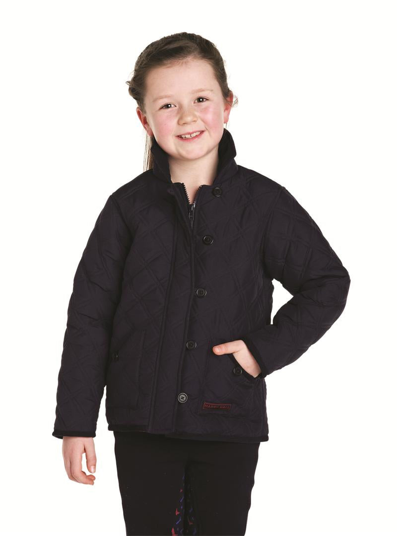 Harry Hall Benmore Childs Padded Quilted Jacket Coat, Navy