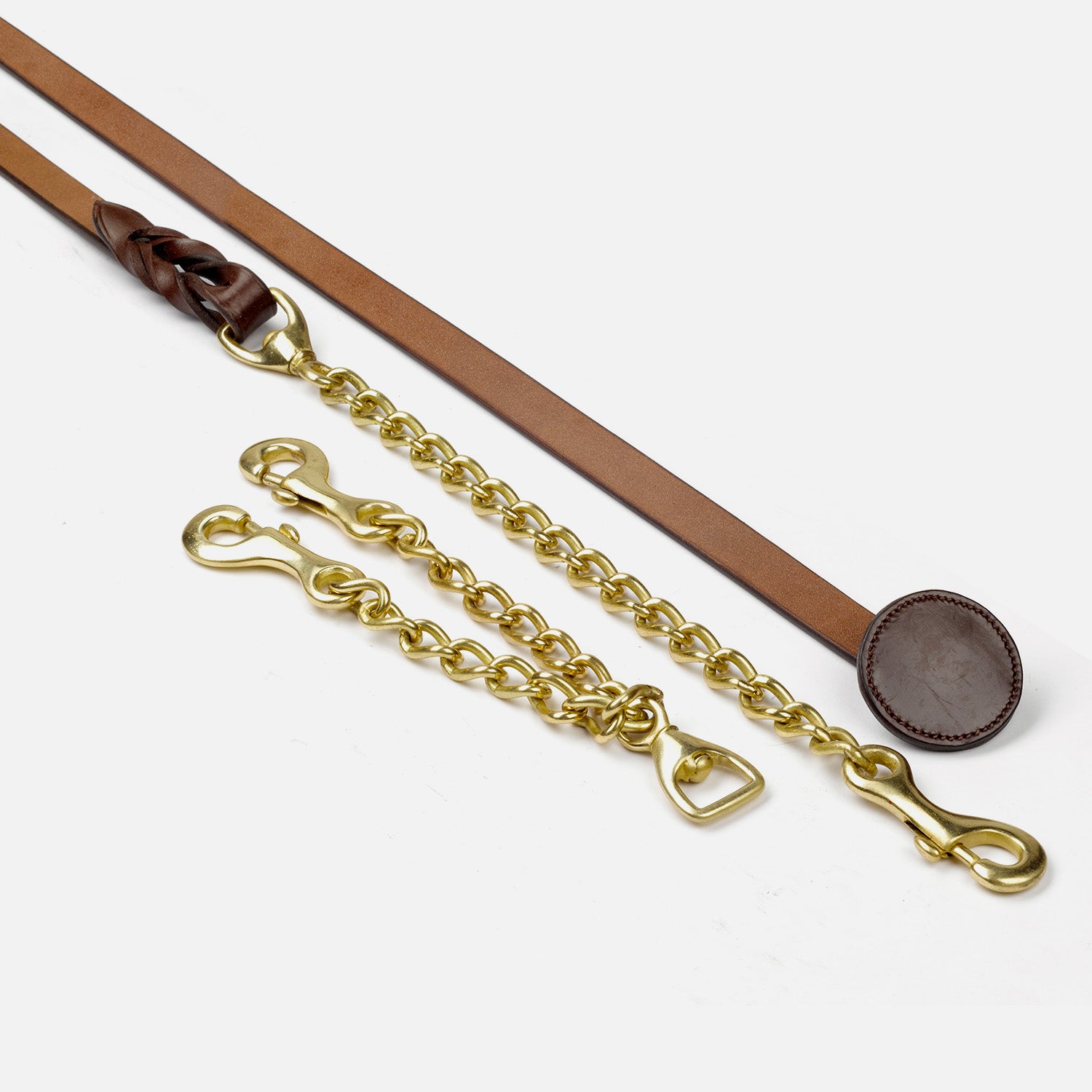 Whitaker Leather Show Lead  And Chain,  Black, Havana, Oak Brown