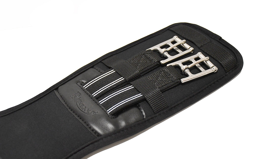 Rhinegold Shaped Memory Foam Dressage Girth, Elasticated Ends, Black