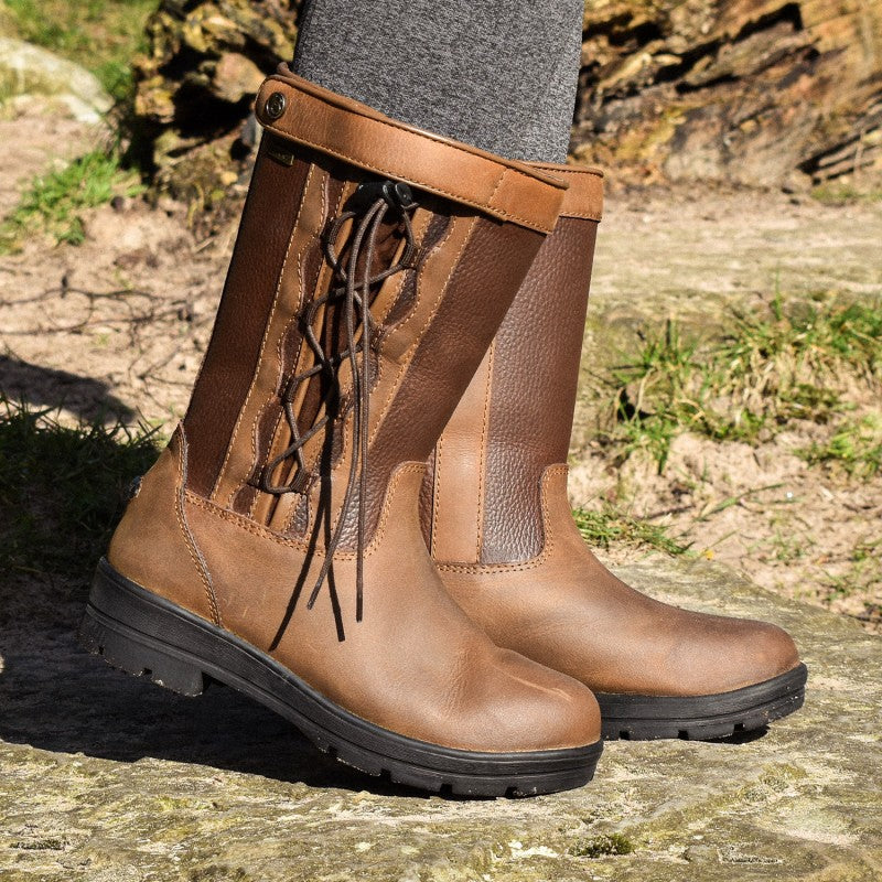 Brogini Tetbury Short Waterproof Laced Country Boots, Brown