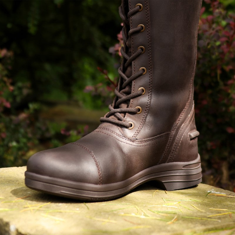 Brogini Scafel Waterproof Leather Laced Zip up Country Boots, Yard boots,