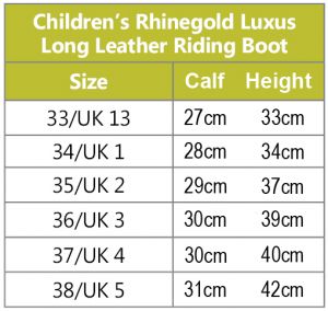 Rhinegold Elite Luxus Long Leather Riding Boots, Childs, Black, Size UK C13-UK 5