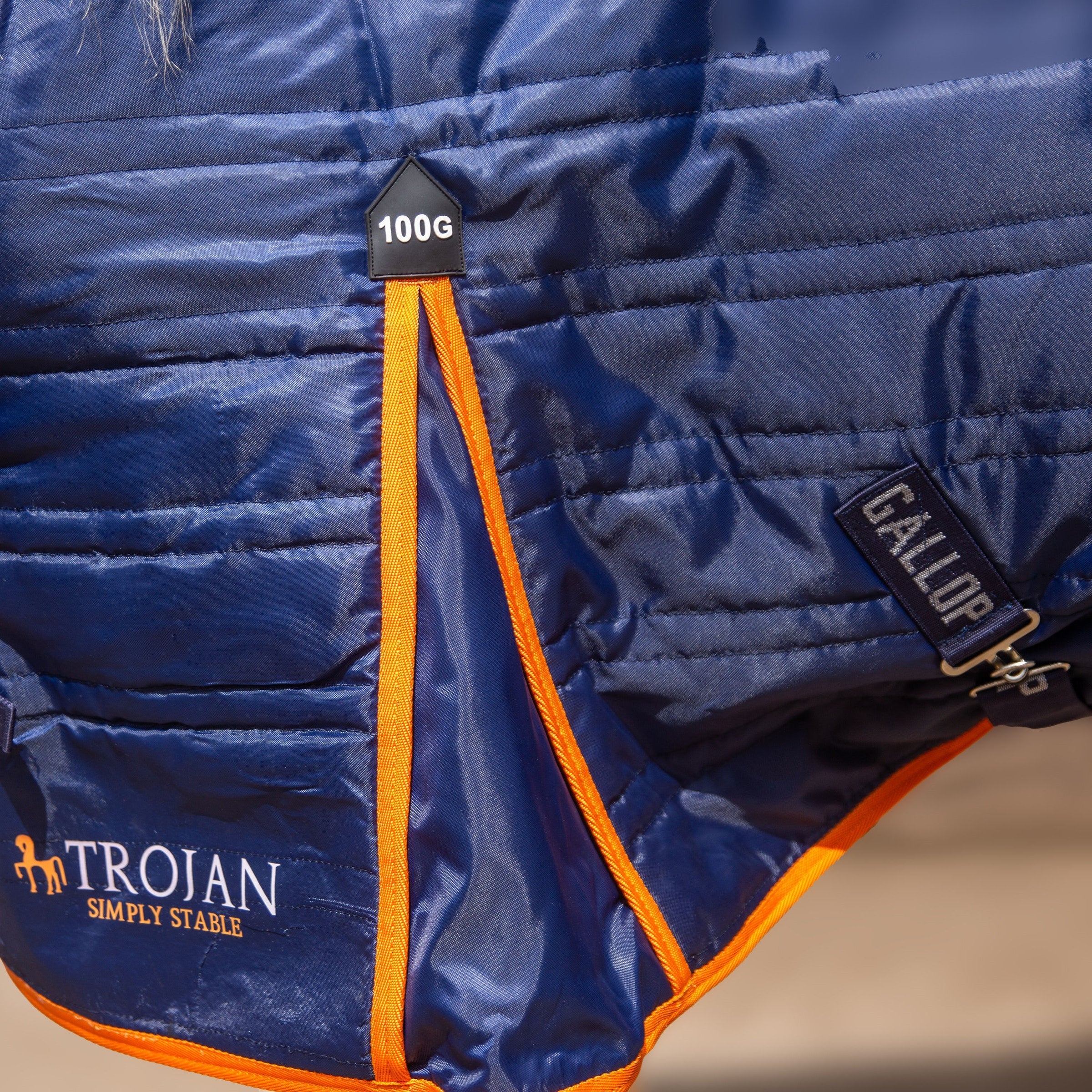 Gallop Trojan 100g Indoor Stable Rug Standard Neck In Navy/Orange