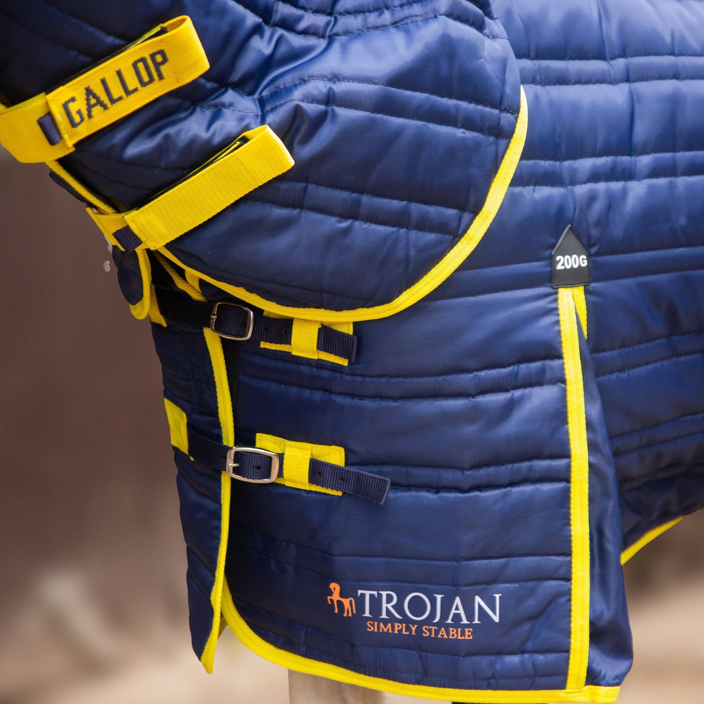 Gallop Trojan 200g Indoor Stable Rug Full Neck Combo In Navy/Yellow