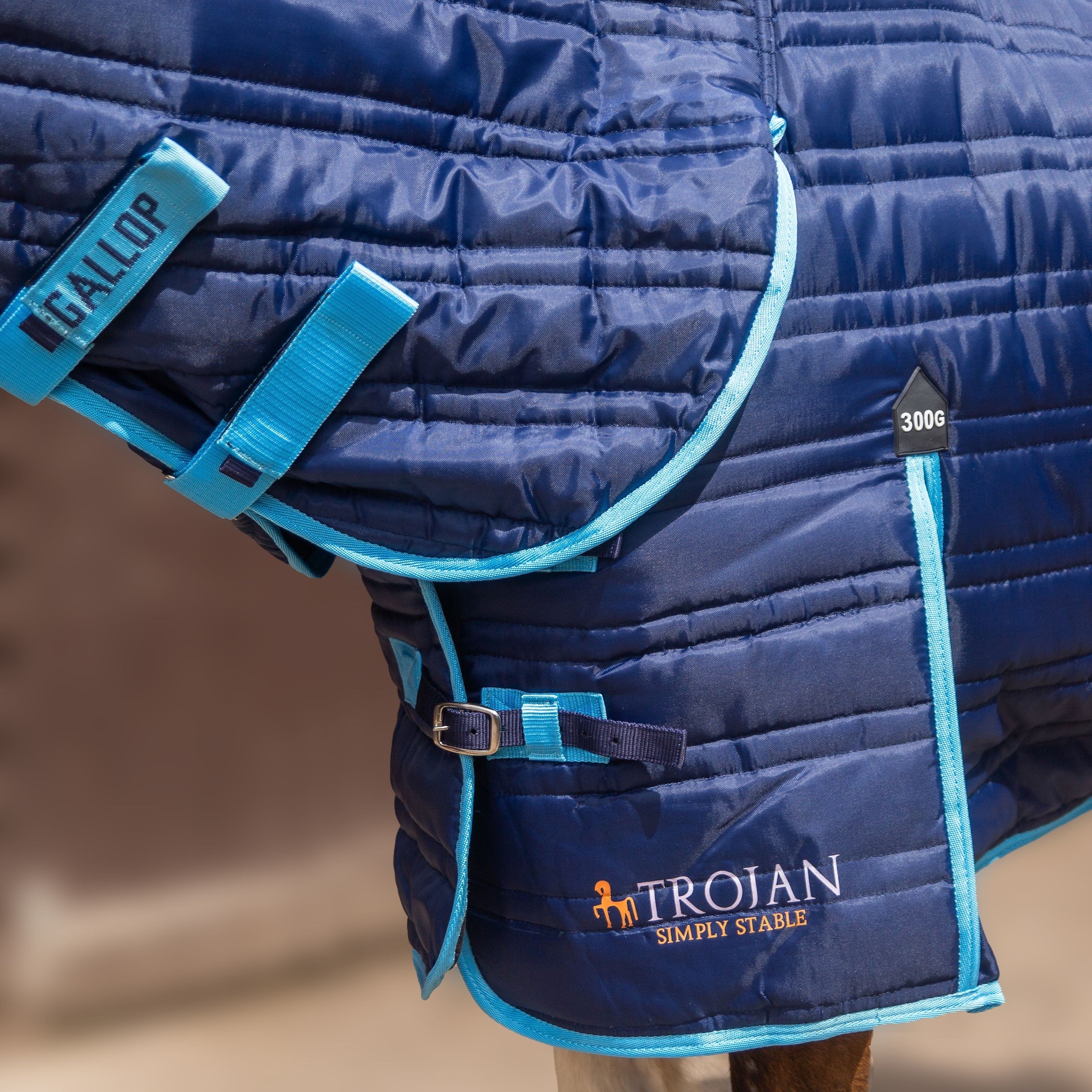 Gallop Trojan 300g Indoor Stable Rug Full Neck Combo In Navy/Sky