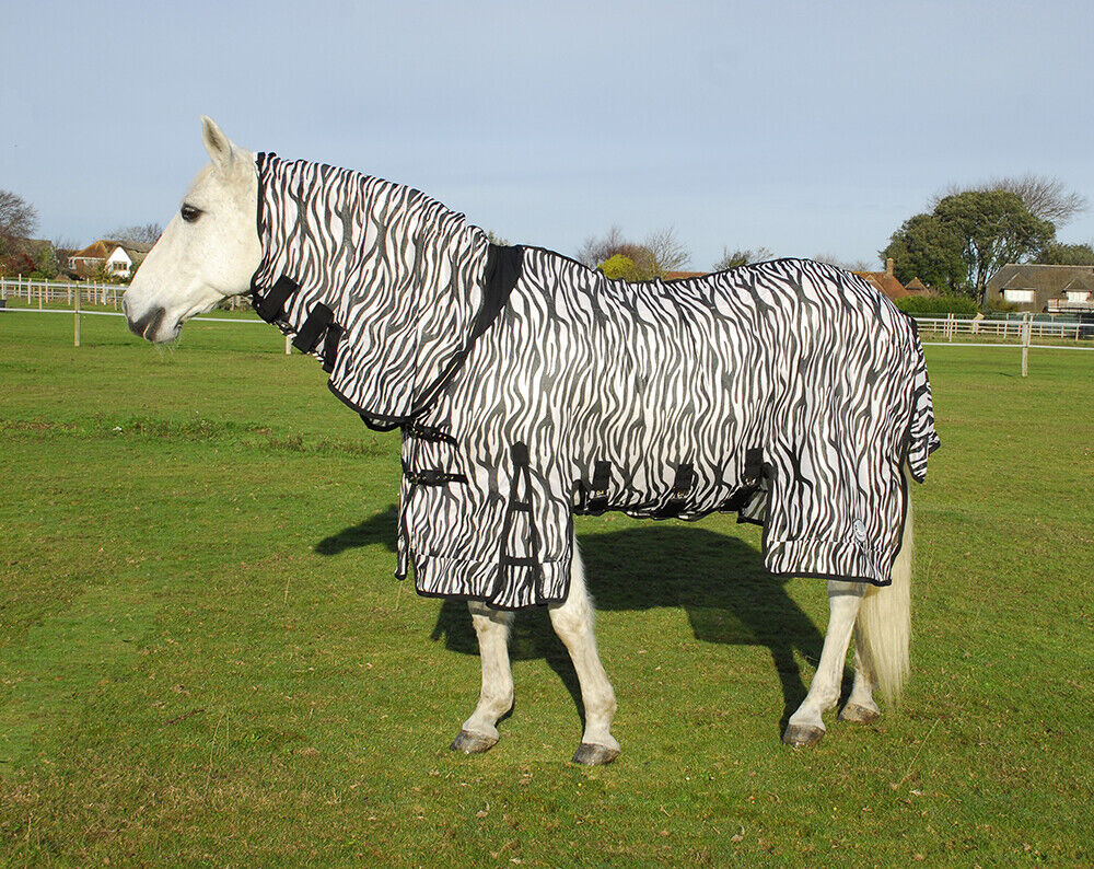 Picture of Rhinegold Savanna Fly Rug Combo Full Neck Horse/Pony Rug, in White or Zebra