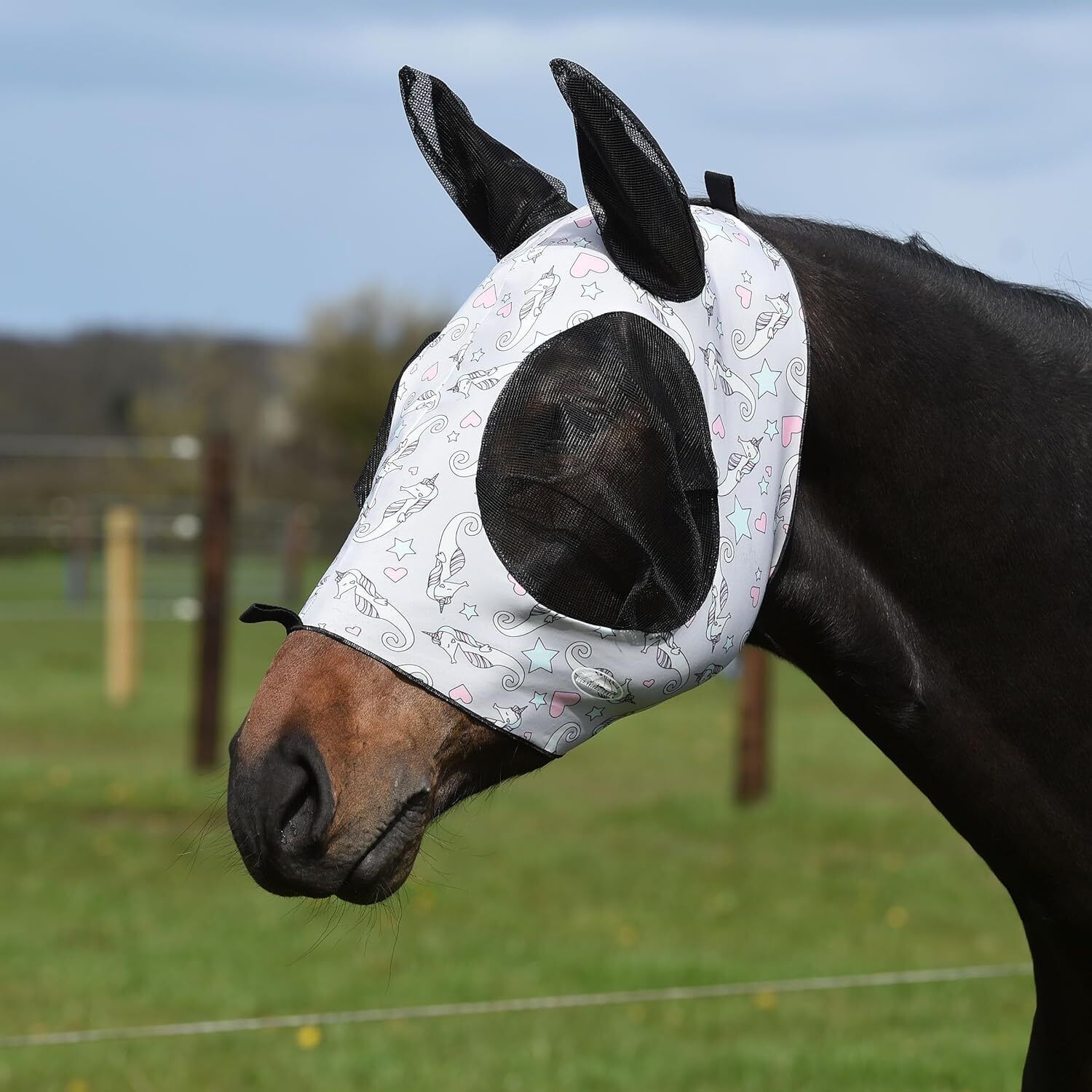 Picture of WeatherBeeta Stretch Bug Eye Saver Fly Mask, with Ears, UV, 10 Colours
