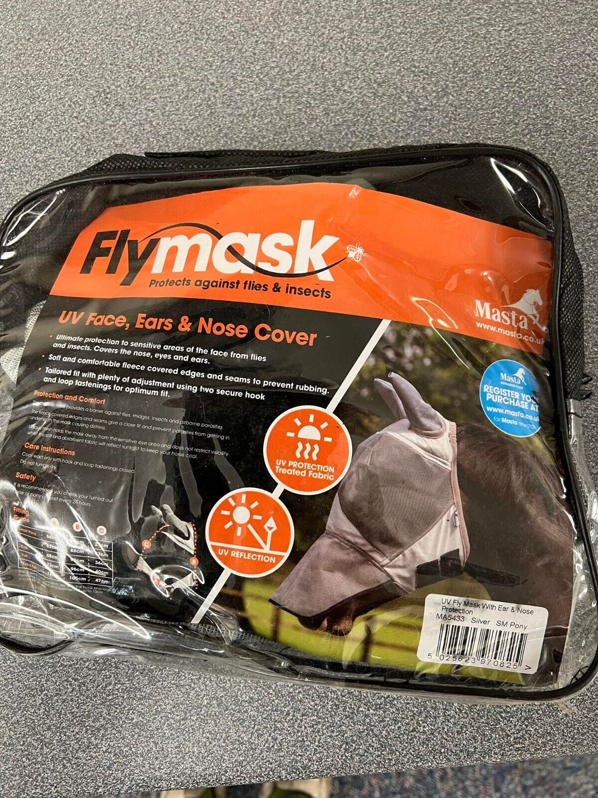 Picture of Masta Horse/Pony Fly Mask with Ears & Nose, Pony Size UV Protection