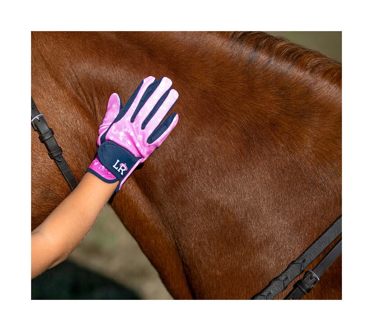 Picture of HY Pony Fantasy Riding Gloves by Little Rider, Navy Pink, 4 Sizes