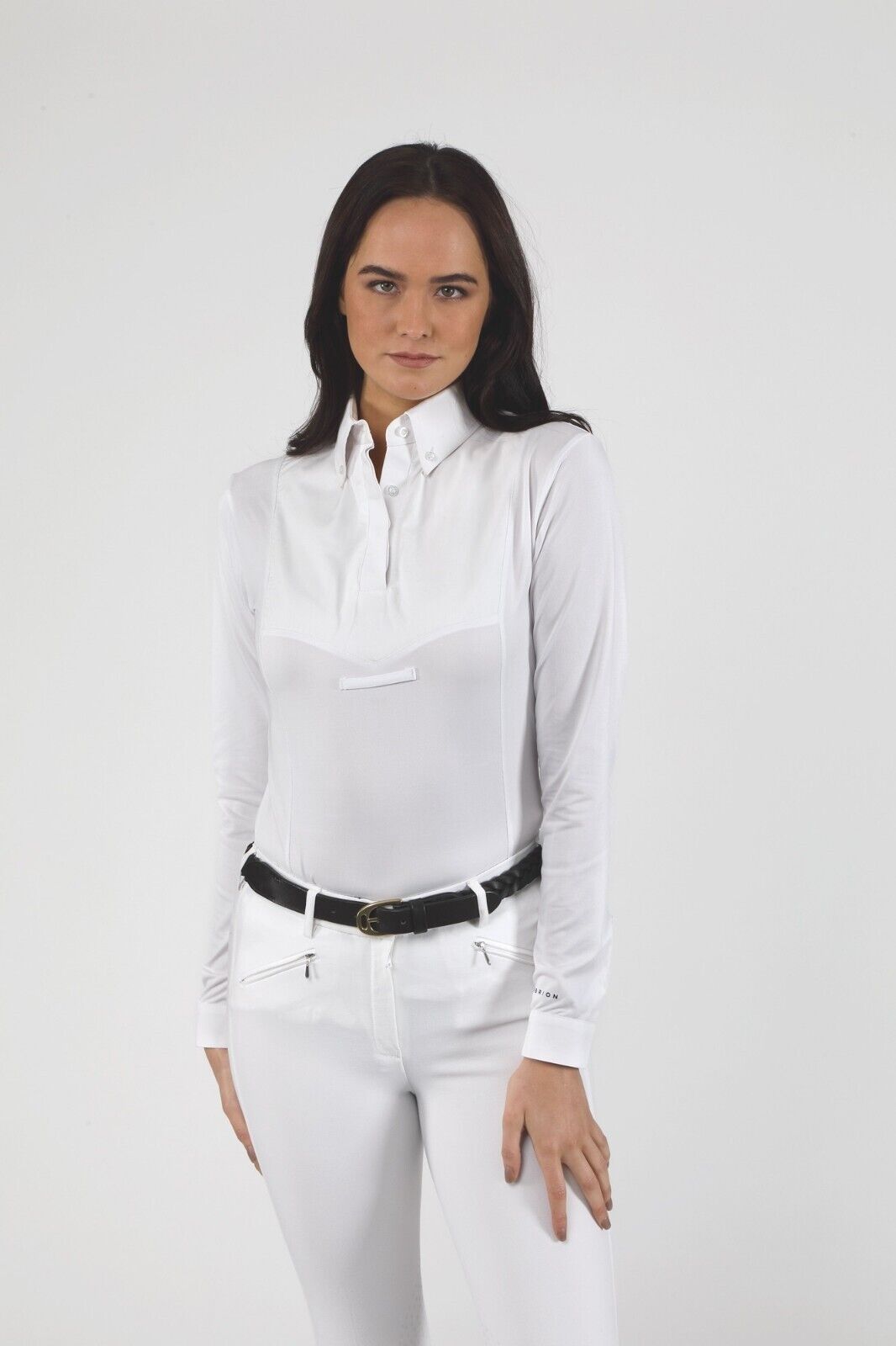 Picture of Shires Aubrion Long Sleeve Equestrian Competition Tie Shirt | Ladies, 2 Colours