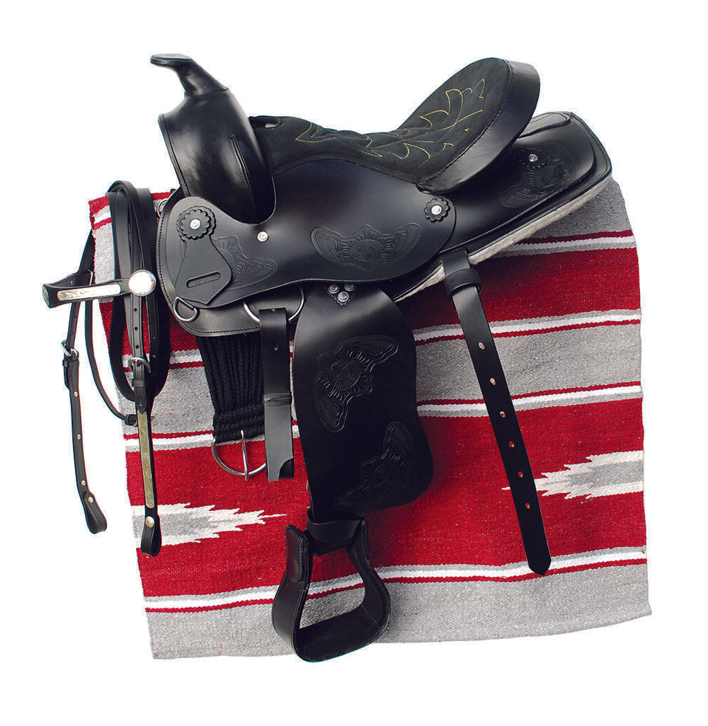 Picture of Windsor Leather Western Saddle, Leather Bridle and Saddle Pad Set | Black Havana