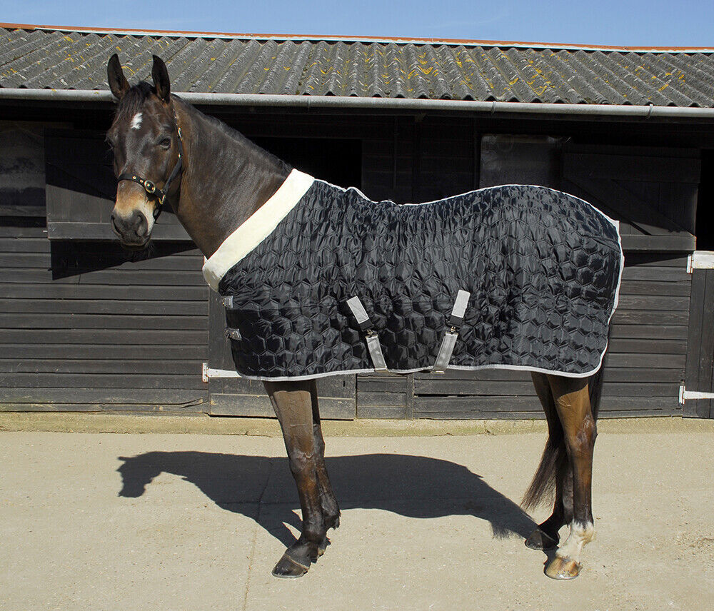 Picture of Rhinegold Detroit Hexagon 150g Stable Horse Rug Quilt 600D | Black | 5'3" - 7'3"