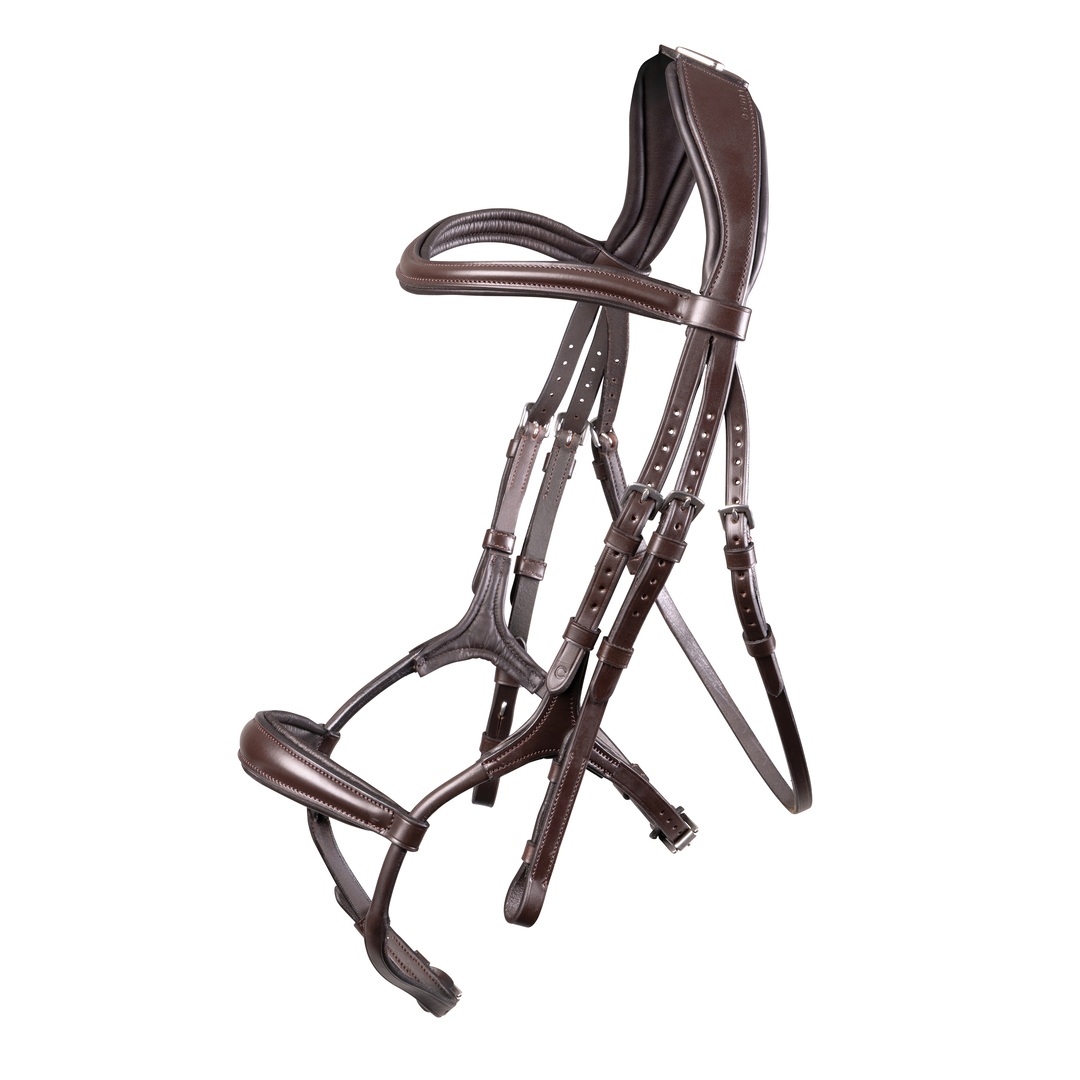Picture of Shires Velociti Lusso Rolled Padded Cavesson Bridle, Black, Havana, 4 Sizes