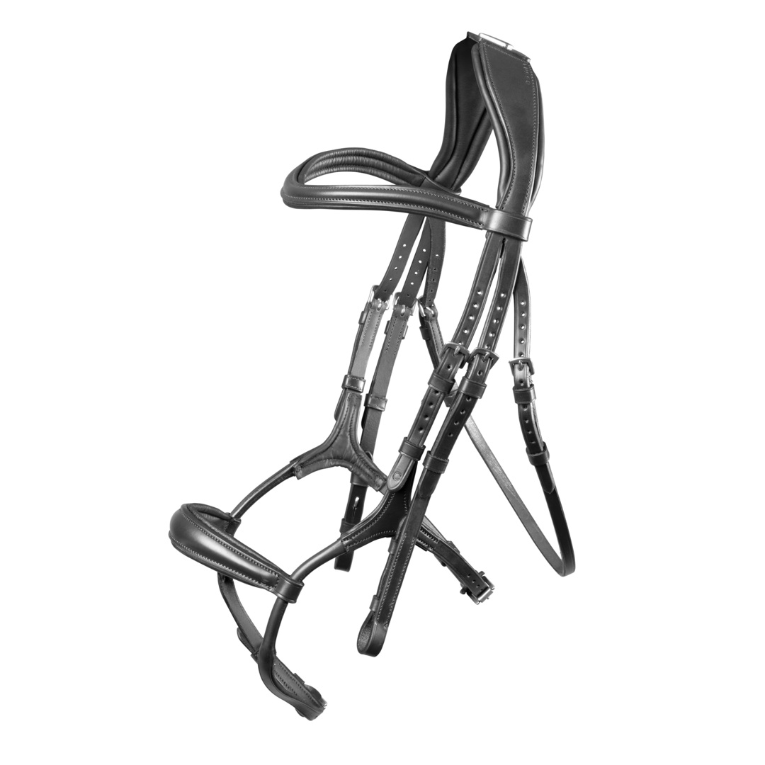 Picture of Shires Velociti Lusso Rolled Padded Cavesson Bridle, Black, Havana, 4 Sizes
