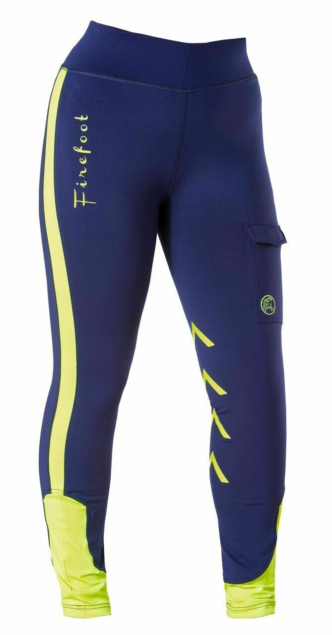 Picture of FireFoot Ripon LADIES Reflective Horse Riding Breeches, Navy Yellow HI Viz.