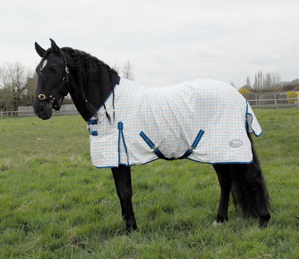 Picture of Rhinegold Maui Check Summer Sheet Horse Rug | Standard Neck | Turquoise Check