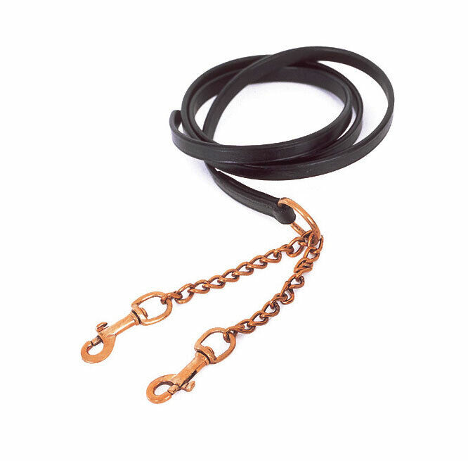 Picture of Windsor Leather Lead And Twin Chain, | Black,Havana | (48" Leather + 10" Chain).