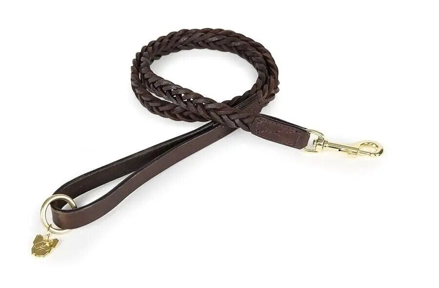 Picture of Digby and Fox Plaited Leather Dog Lead | Black, Brown, Tan