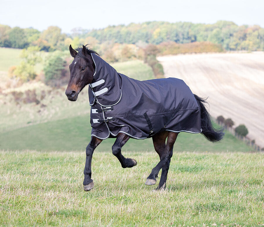 Picture of Shires Tempest Plus 300G Horse Turnout Rug Full Neck Combo | 1200 Denier | Black
