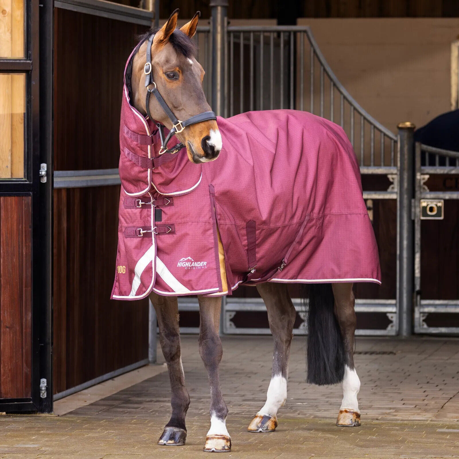 Picture of Shires Highlander Plus 100g Combo Turnout Rug, Lightweight, Full Neck