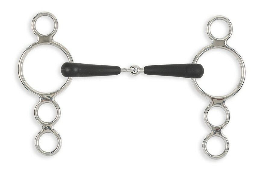 Picture of Shires Equikind + Three 3 Ring Dutch Gag Jointed Mouth Bit | Horse Bit | 3 Sizes