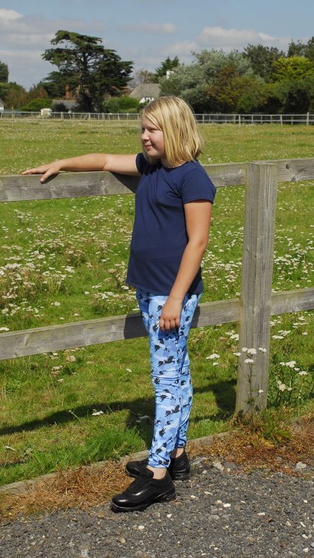 Picture of Rhinegold Childrens Full Seat Riding Tights, Pony Print | Blue, Pink | 22" - 30"