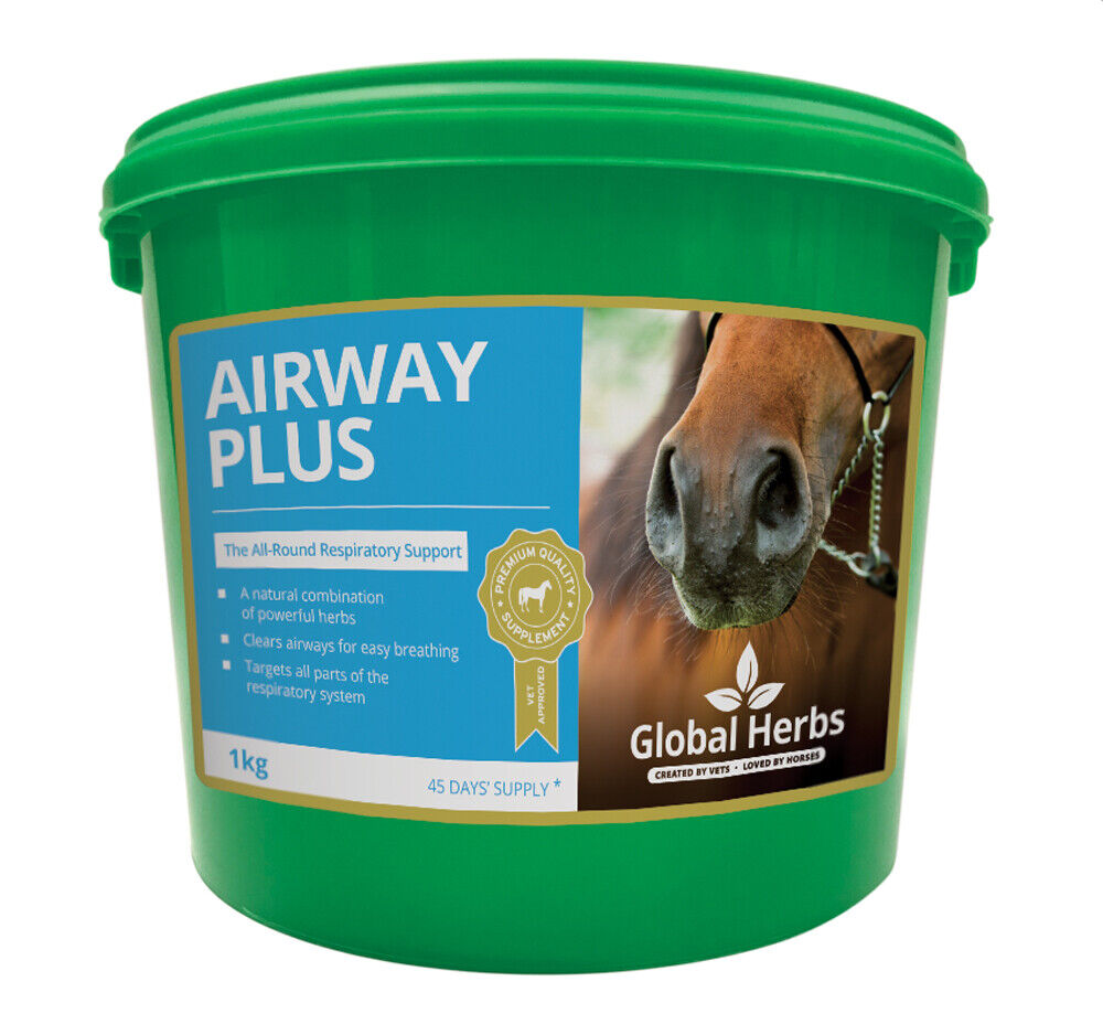 Picture of Global Herbs Airway Plus Powder - 1kg Tub Breathing Supplement for Horses/Ponies