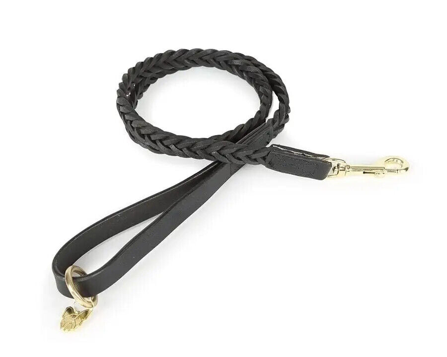 Picture of Digby and Fox Plaited Leather Dog Lead | Black, Brown, Tan