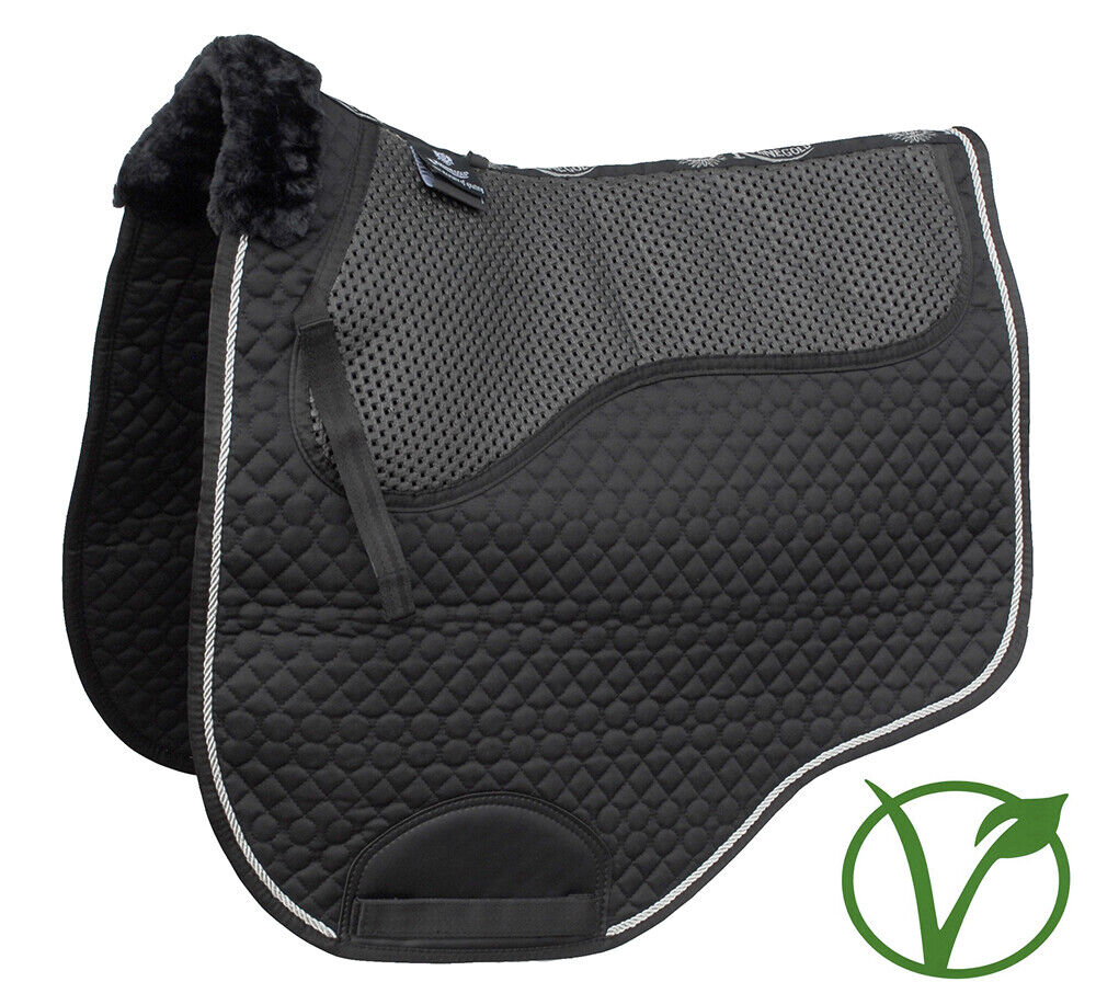 Picture of Rhinegold Horse Pony Shock Absorbing Non-slip Saddlecloth Fur | Black, White