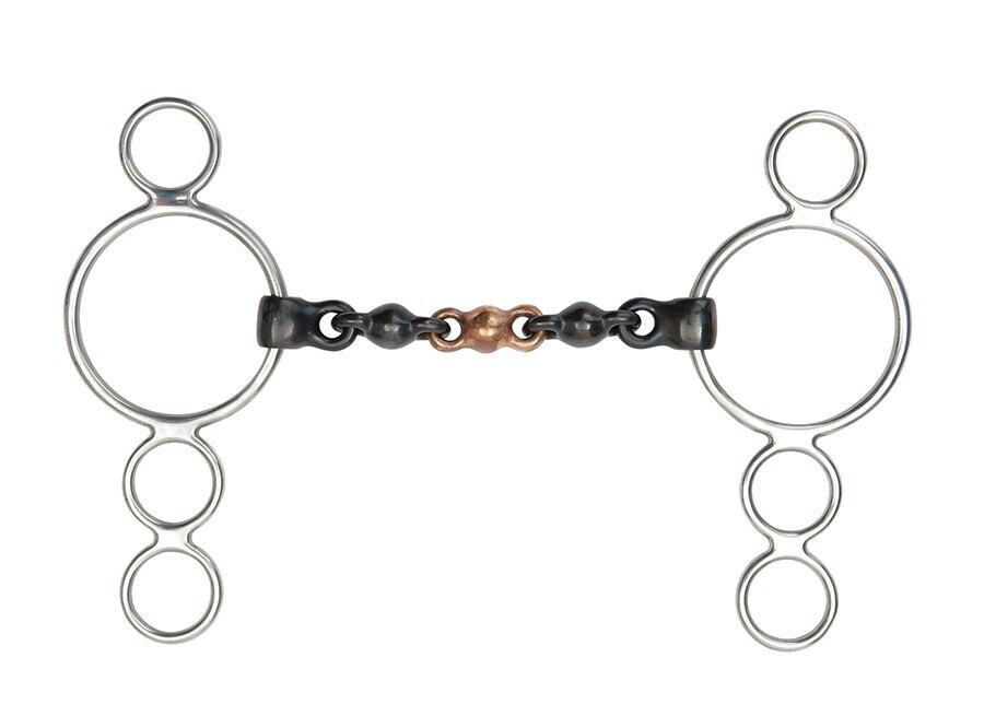 Picture of Shires Three 3 Ring Dutch Gag Waterford With Black Sweet Iron Mouth | 4 Sizes