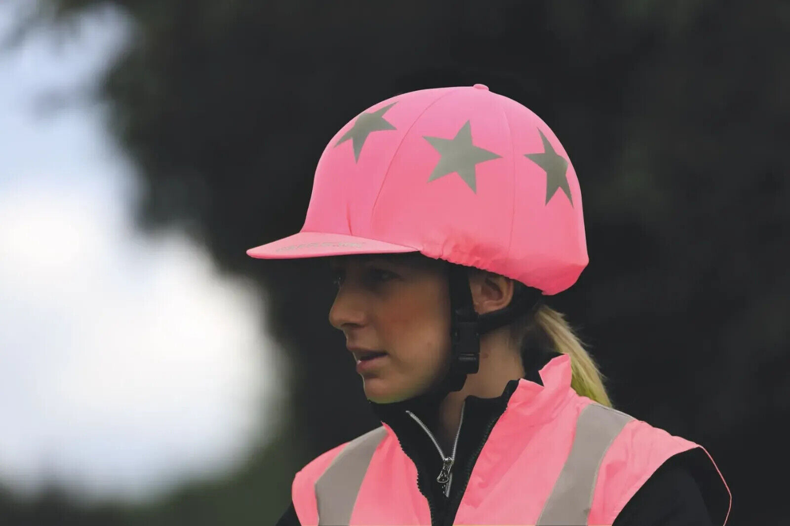 Picture of Shires Equi-Flector Skull Hat Cover| Onesize | Pink, Yellow or Orange