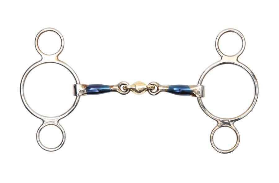 Picture of Shires Two Ring Gag With Lozenge | Horse Bit| Blue Sweet Iron | 3 Sizes