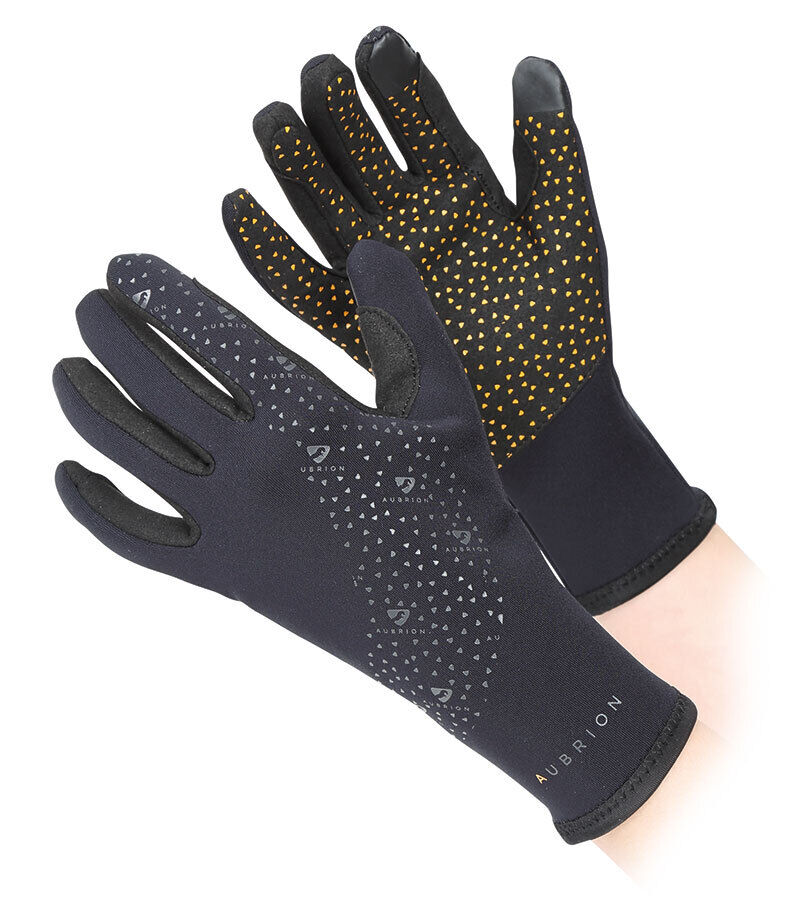 Picture of Shires Aubrion Neoprene Super Grip Riding Gloves | Black