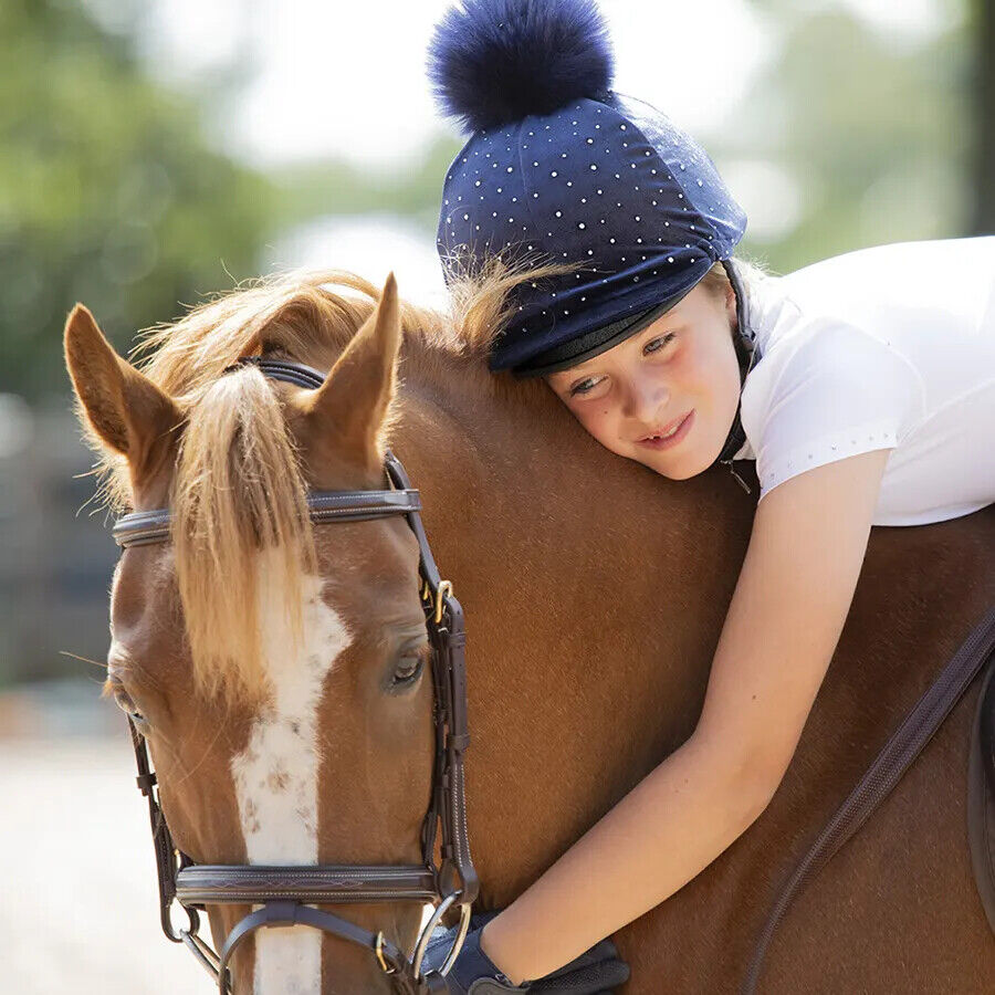 Picture of Shires Velvet Sparkle Pom Pom Skull Hat Cover | 2 sizes | 2 Colours