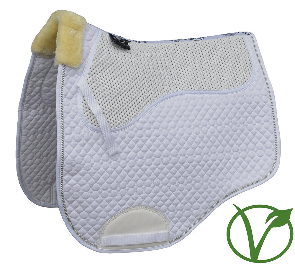 Picture of Rhinegold Horse Pony Shock Absorbing Non-slip Saddlecloth Fur | Black, White