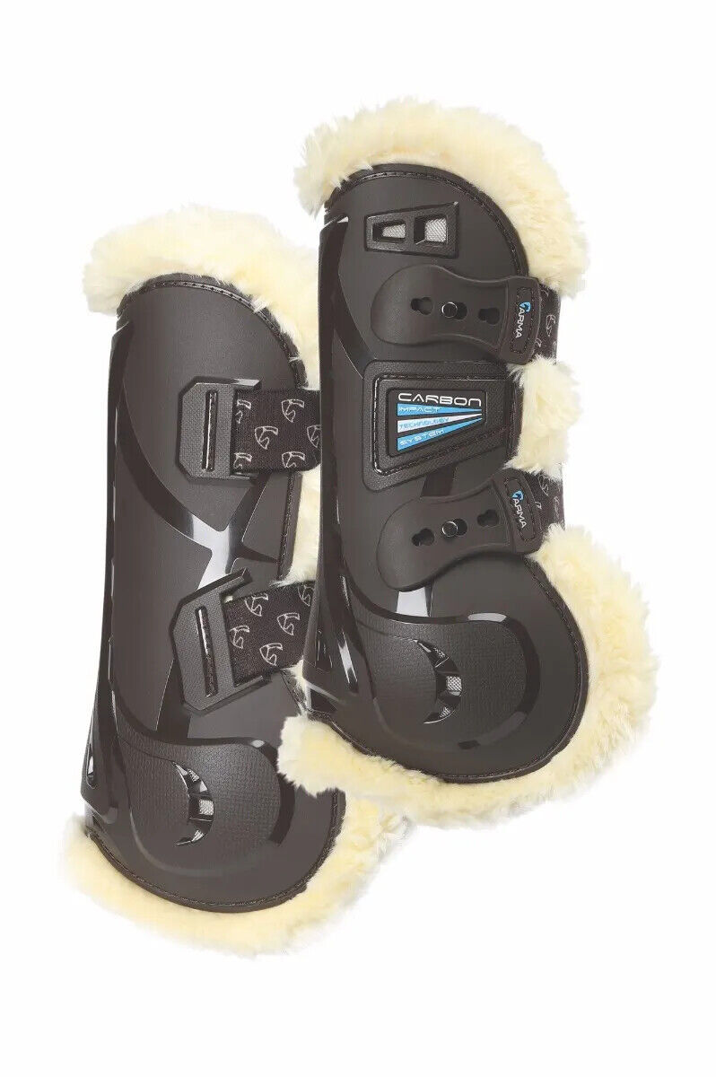 Picture of Shires ARMA Carbon SupaFleece Tendon Boots | Black / Brown | Cob / Full