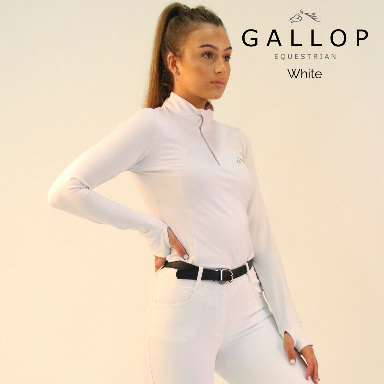 Picture of Gallop Long Sleeved Zipped Neck Riding Top Breathable Base Layer 8 Colours