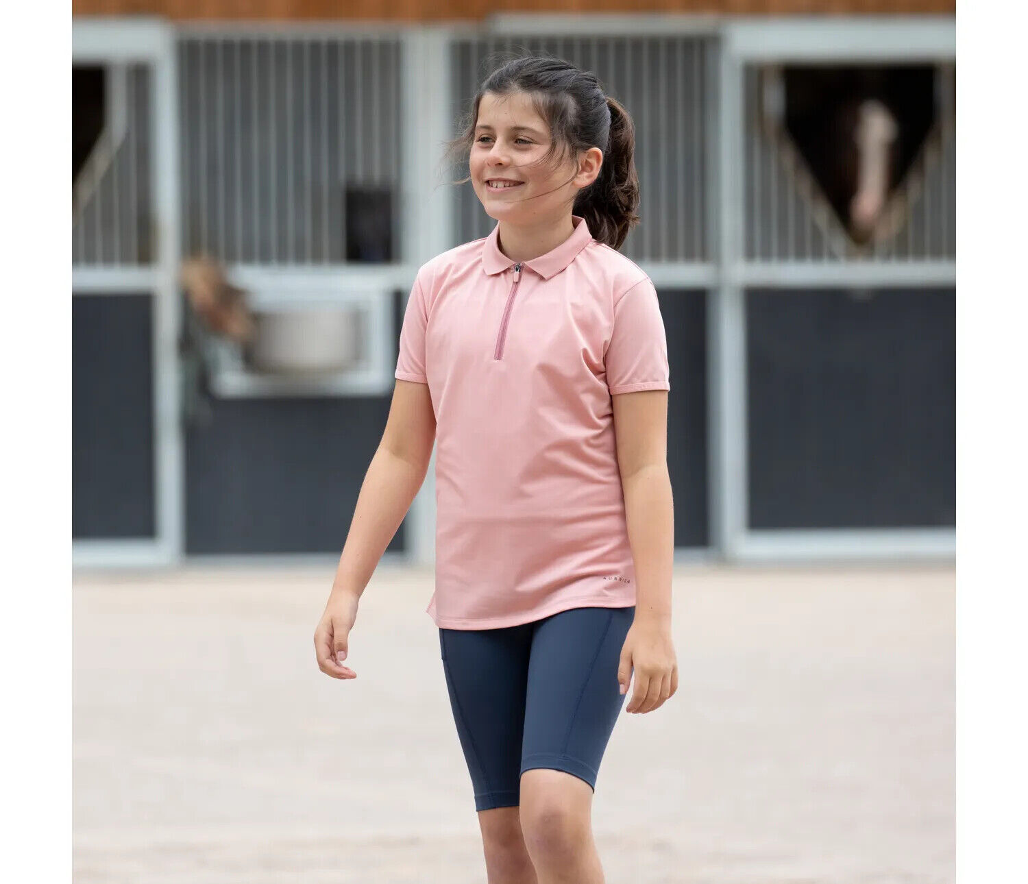 Picture of Shires Aubrion Non-Stop Shorts - Young Rider | Olive, Navy | Age 7-16