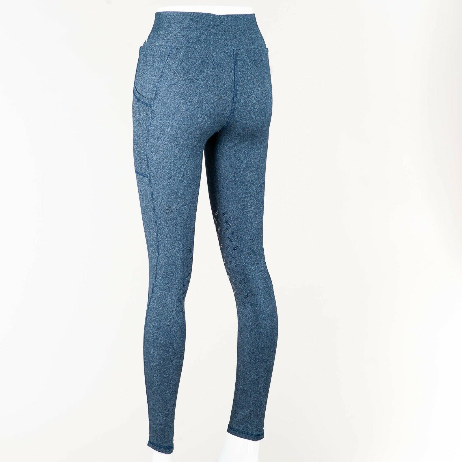 Picture of Gallop High-Waist Pocket Denim Look Silicone Knee Tights Jodhpurs - Grey or Navy