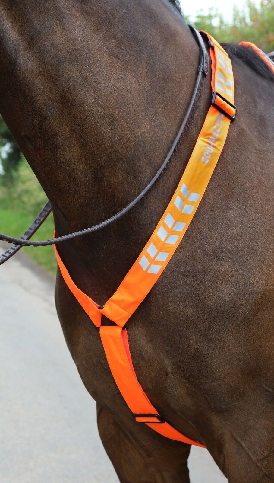 Picture of Shires Equi-Flector Horse/Pony Breastplate in Reflective | Pink/Orange/Yellow