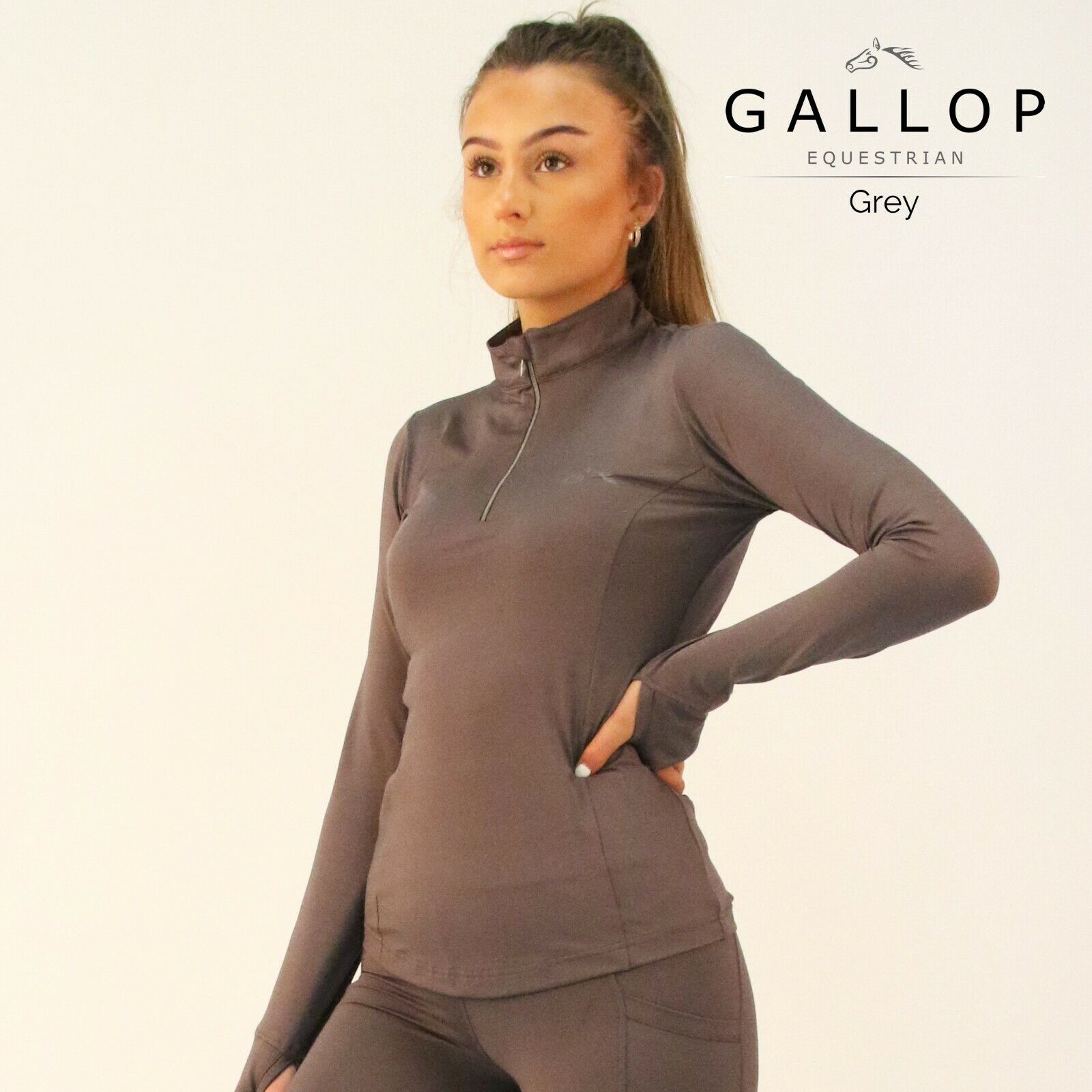 Picture of Gallop Long Sleeved Zipped Neck Riding Top Breathable Base Layer 8 Colours