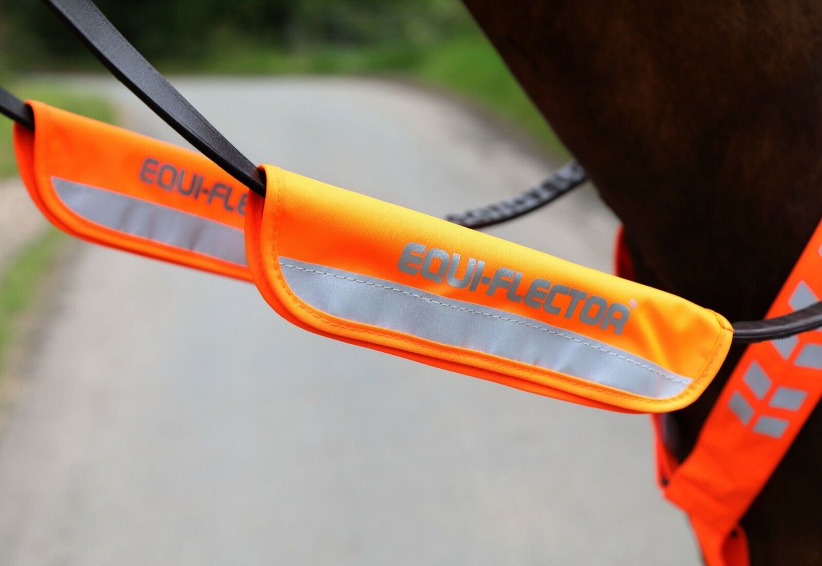 Picture of Shires Equi-Flector Horse/Pony Bridle Bands in Reflective | Pink, Orange Yellow
