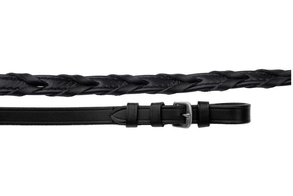 Picture of Rhinegold Softee Leather Laced Reins |  Black or Havana | 54" x 5/8"