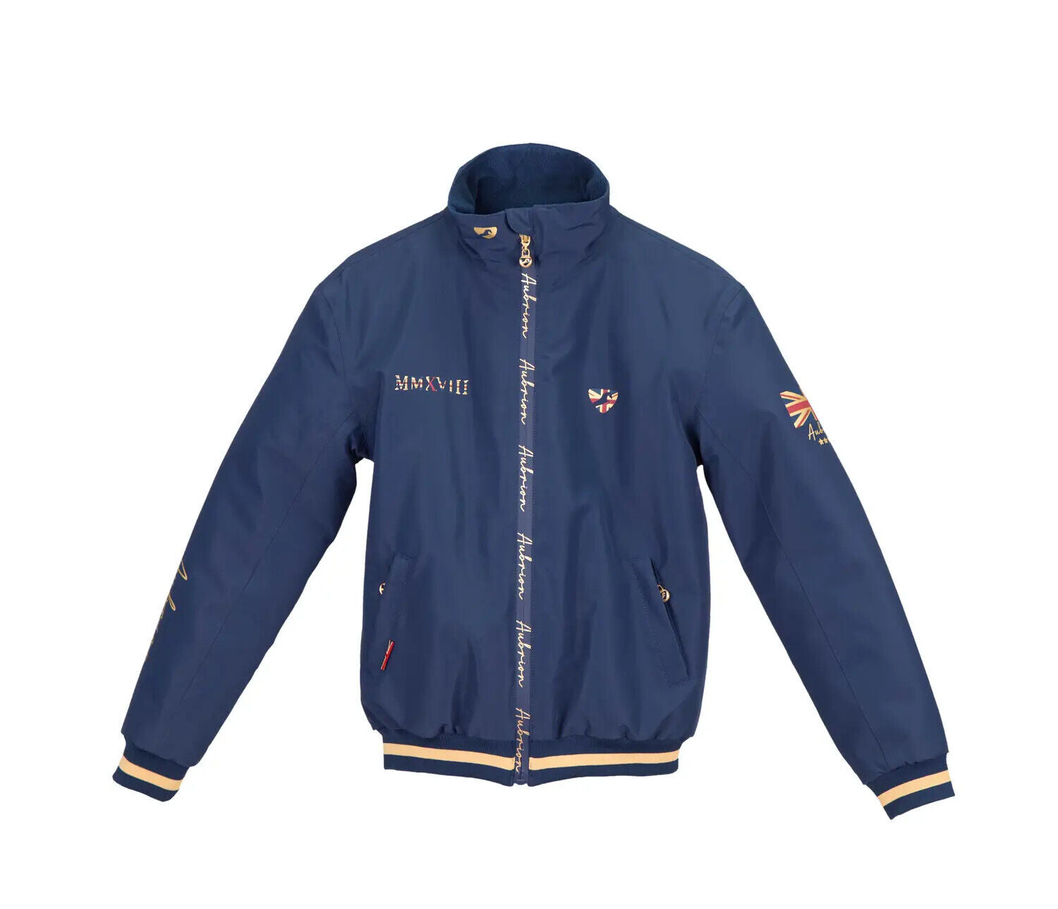 Picture of Shires Aubrion Team Waterproof Jacket Young Rider | Navy Blue, Steel | Ages 7-14