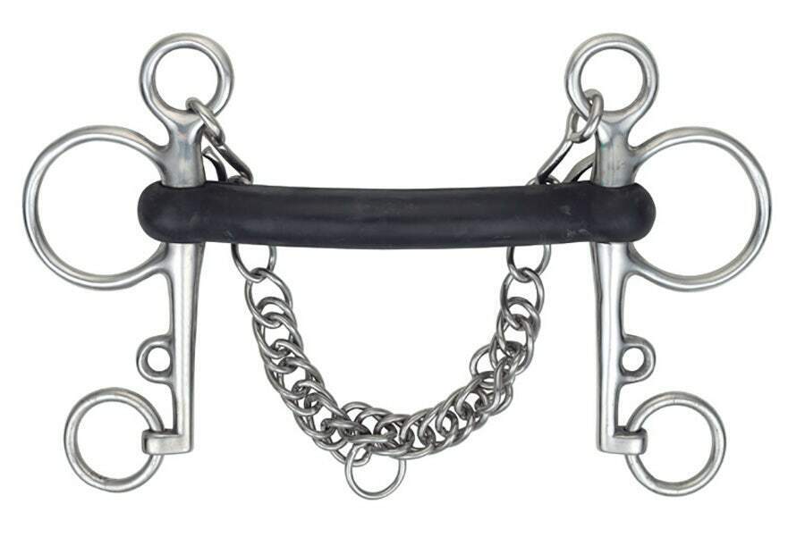 Picture of ShiresHard Rubber Mouth Pelham Bit | Stainless Steel Rings | 4 Sizes