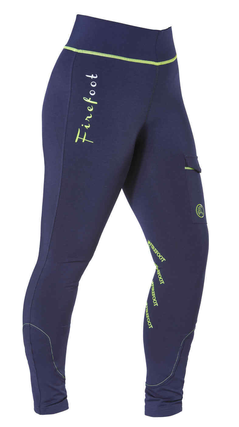 Picture of FireFoot Ripon CHILDS/KIDS Fleece Lined Horse Riding Breeches, Navy/Lime