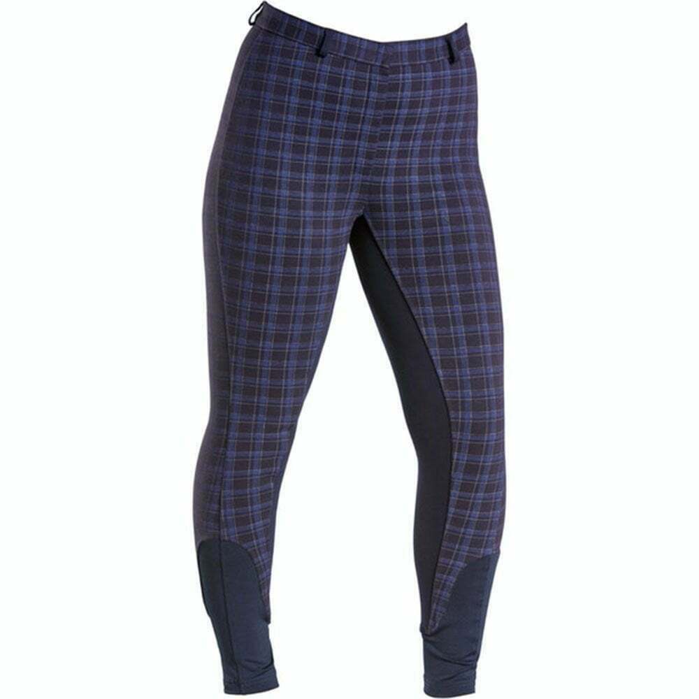 Picture of FireFoot Ladies Farsley Checked Horse Riding Breeches, Navy Check Colour